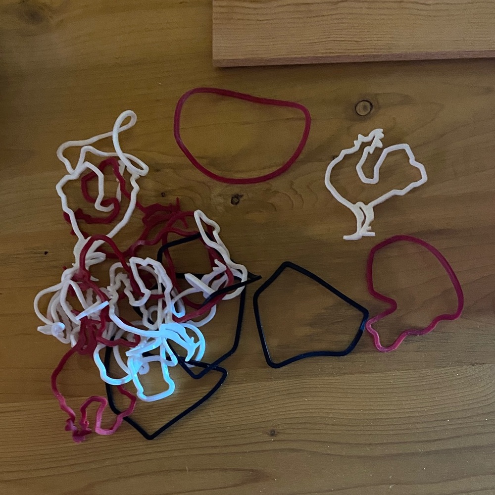 Kids Fun Shaped Elastic Bands - Red, White, Black